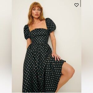 New Reformation Marella Linen Dress in Ritz Dot Size 4 Midi